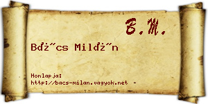 Bács Milán névjegykártya
