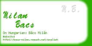 milan bacs business card